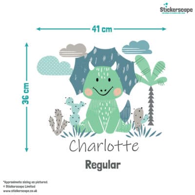 Personalised Dinosaur Wall Sticker regular size guide