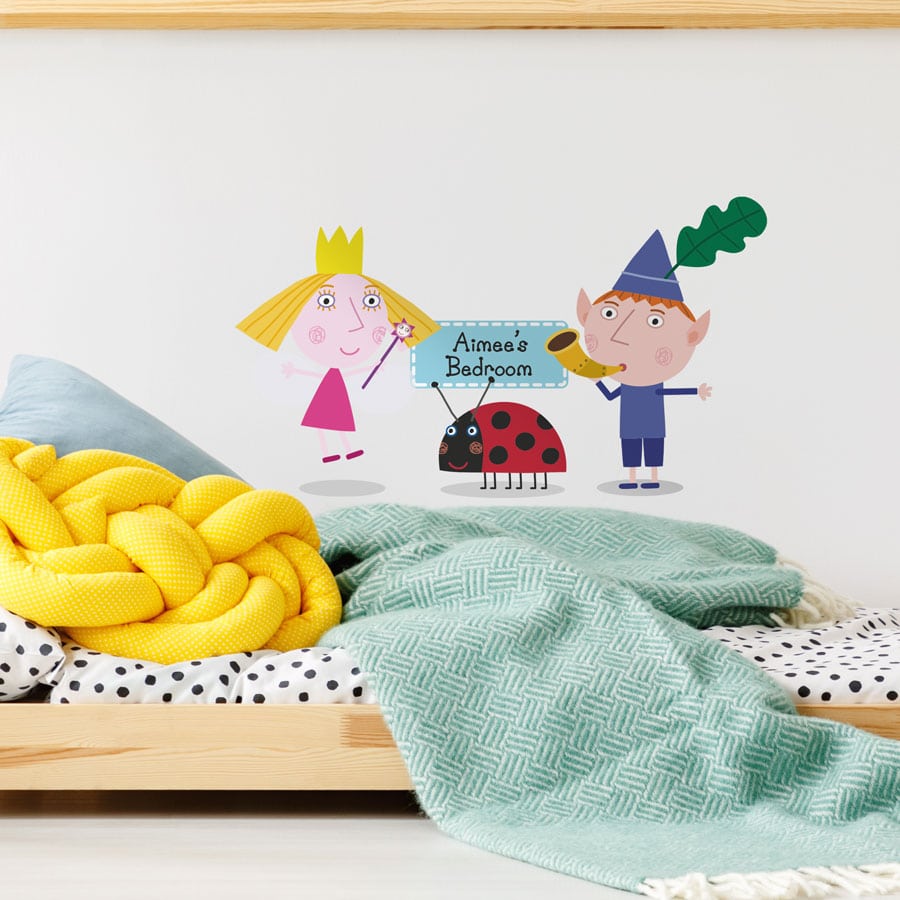 Personalised Ben & Holly Wall Sticker on a white wall