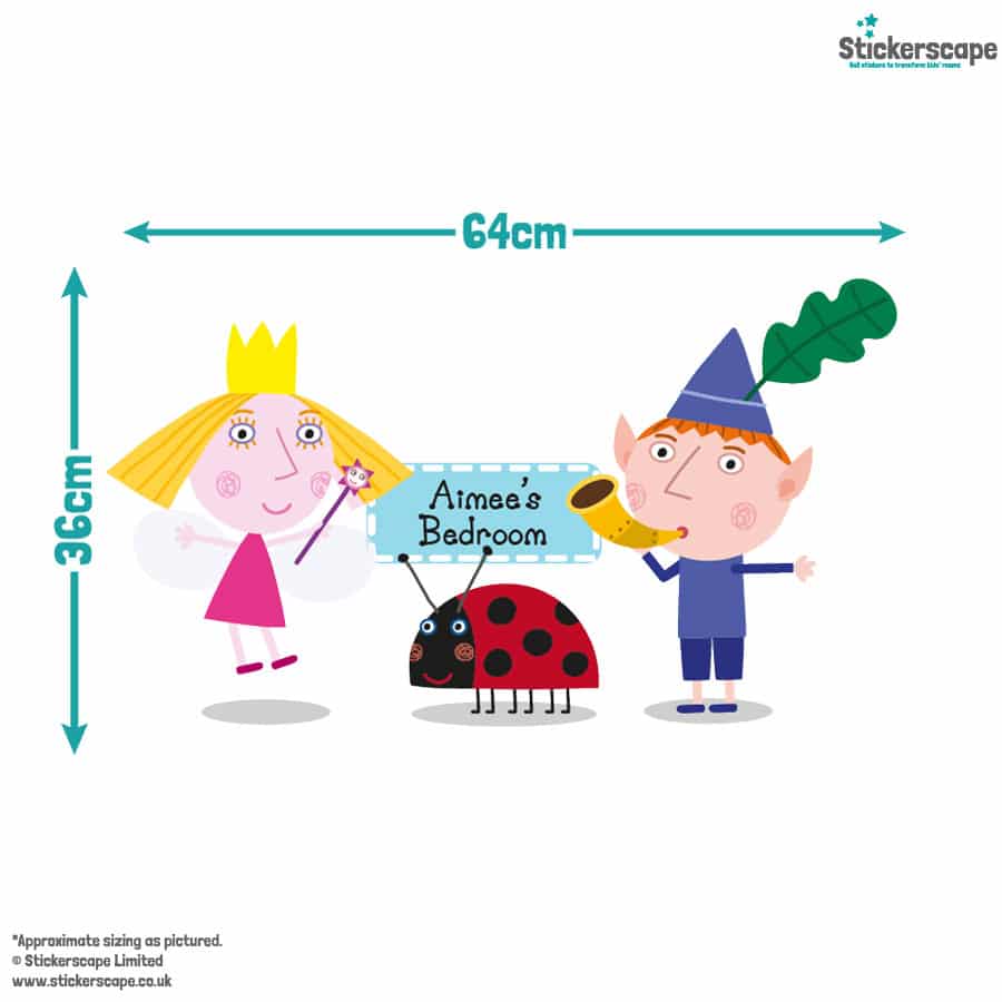 Personalised Ben & Holly Wall Sticker size guide