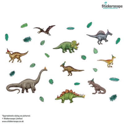 Dinosaur Party Window Stickers on a white background