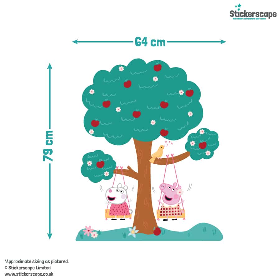 Peppa & Suzy Apple Tree Wall Sticker size guide