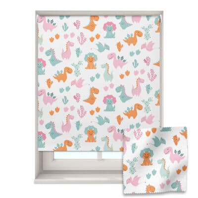 Orange Pastel Dinosaur Roller Blind