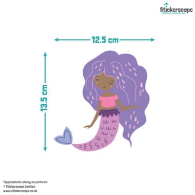 Mermaid and Sea Creatures Wall Stickers size guide
