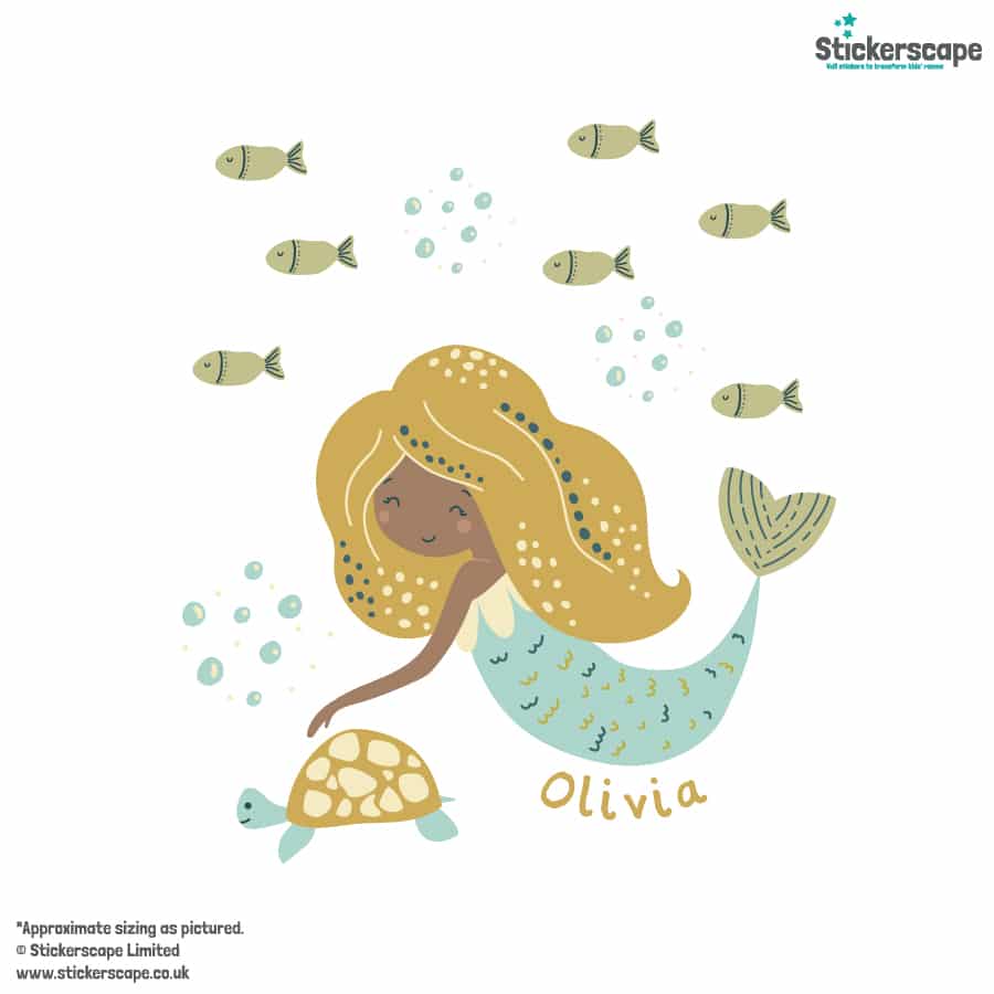 Personalised Mermaid Wall Sticker on a white background