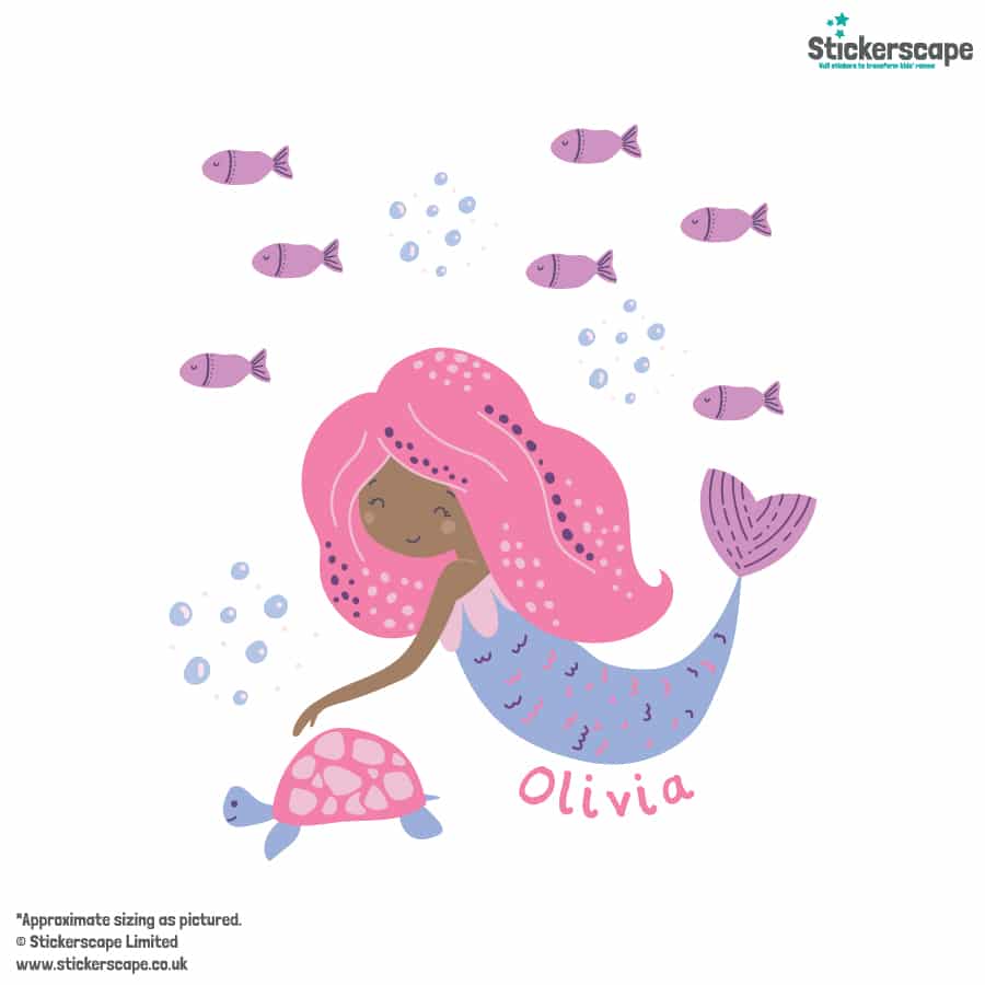 Personalised Mermaid Wall Sticker on a white background