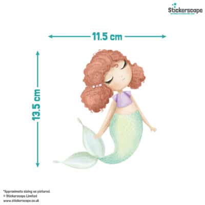 Cute Mermaid Wall Stickers size guide