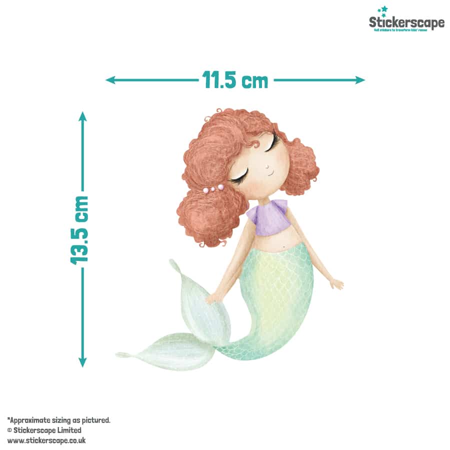 Cute Mermaid Wall Stickers size guide