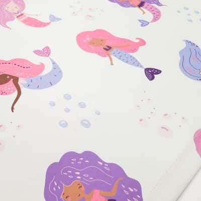 Pink Mermaids and Bubbles Roller Blind close-up of mermaid pattern