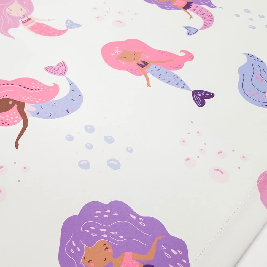 Pink Mermaids and Bubbles Roller Blind close-up of mermaid pattern