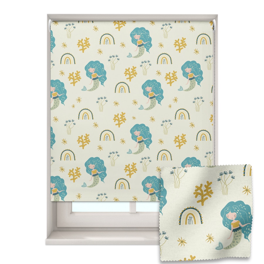 Mermaids and Rainbows Roller Blind on a white background