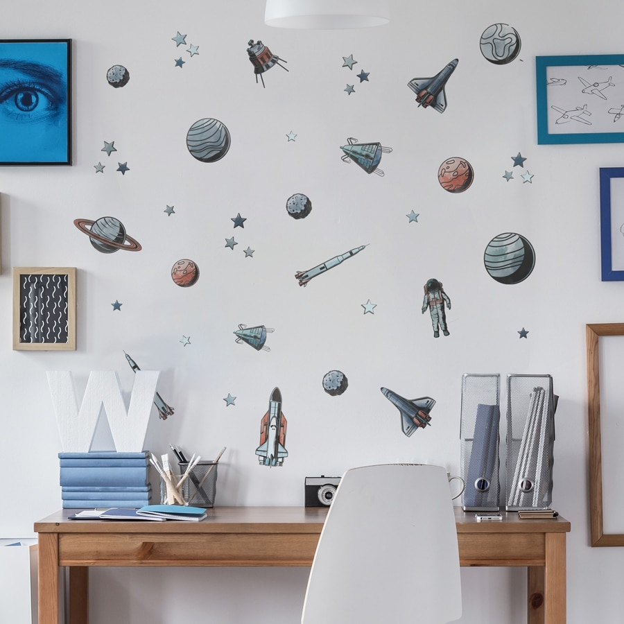 Space Exploration Wall Stickers on a white wall