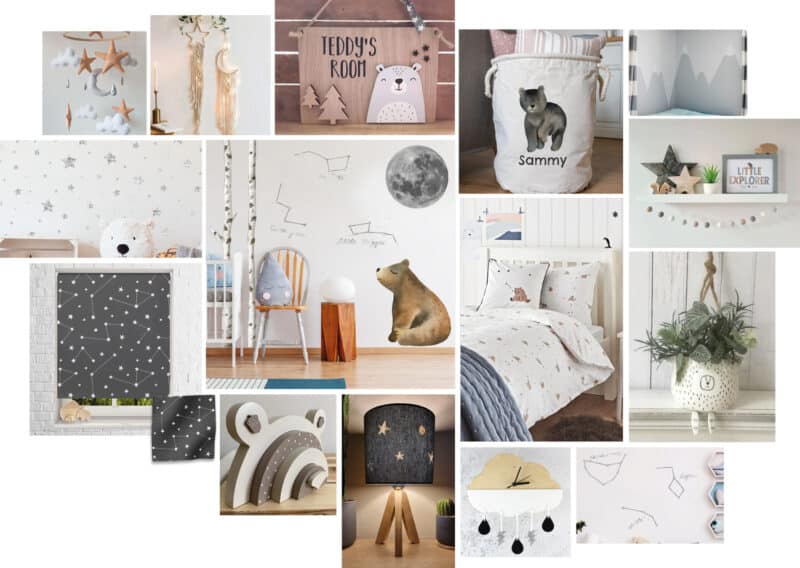 Woodland Night Sky Room Inspiration moodboard