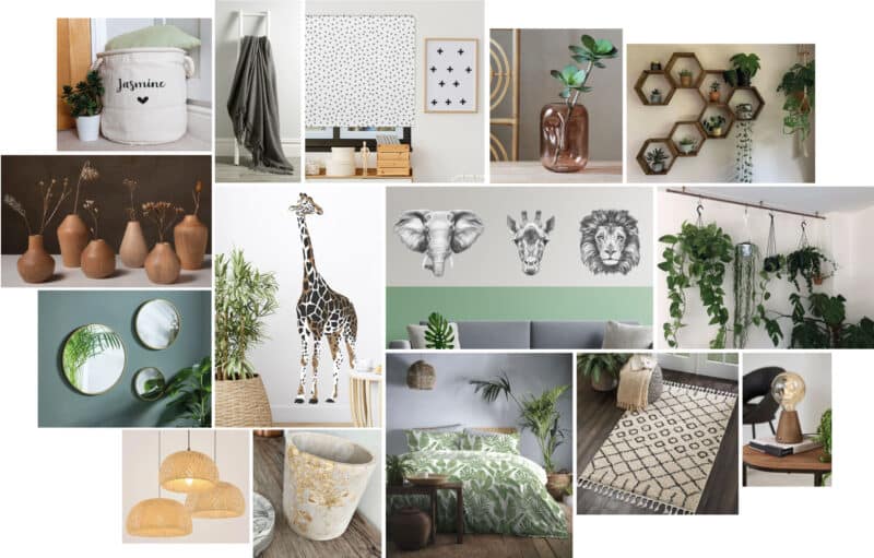 Contemporary Jungle Room Inspiration Moodboard