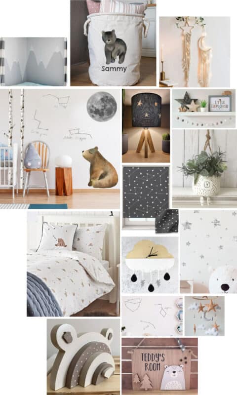 Woodland Night Sky Room Inspiration moodboard