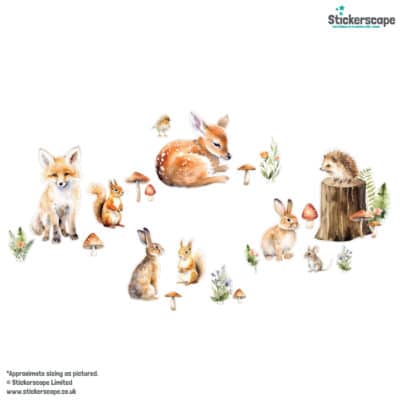 Woodland Animals Window Stickers on a white background