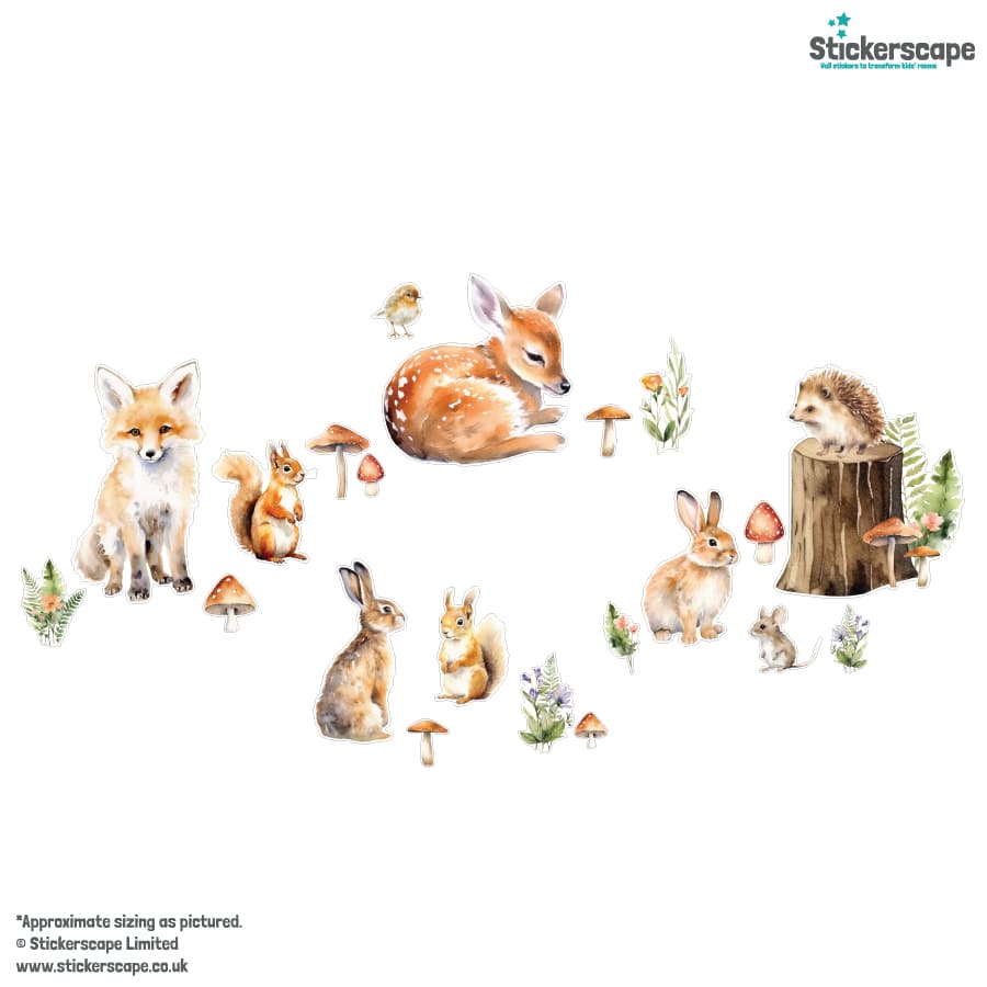 Woodland Animals Window Stickers on a white background