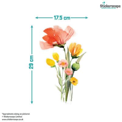 Summer Flowers Window Stickers size guide