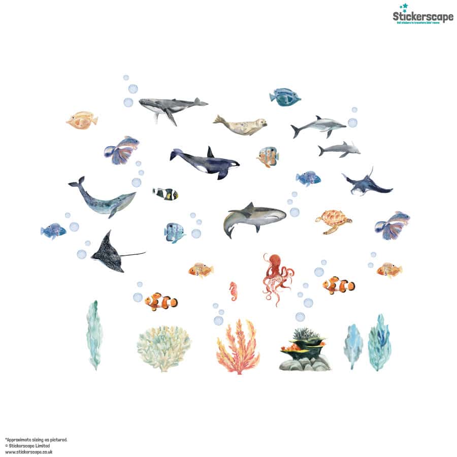 Under the Sea Wall Stickers (Muted) on a white background