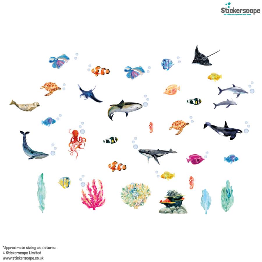 Under the Sea Wall Stickers (Bright) on a white background
