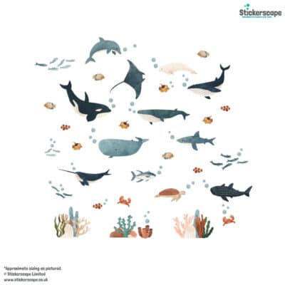 Ocean Friends Scene Wall Stickers on a white background