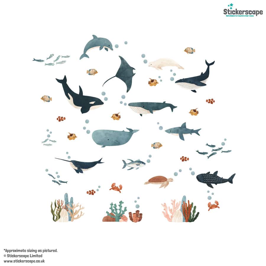 Ocean Friends Scene Wall Stickers on a white background