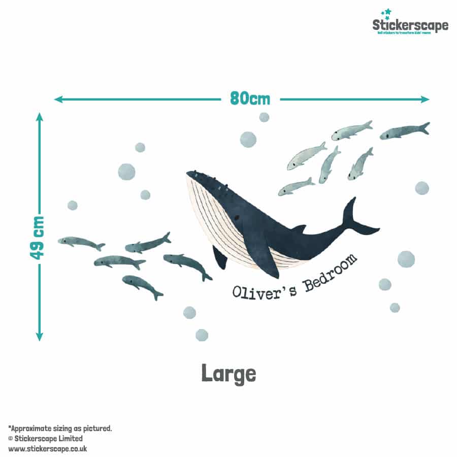 Personalised Ocean Friends Wall Sticker (Large size) with web dimensions