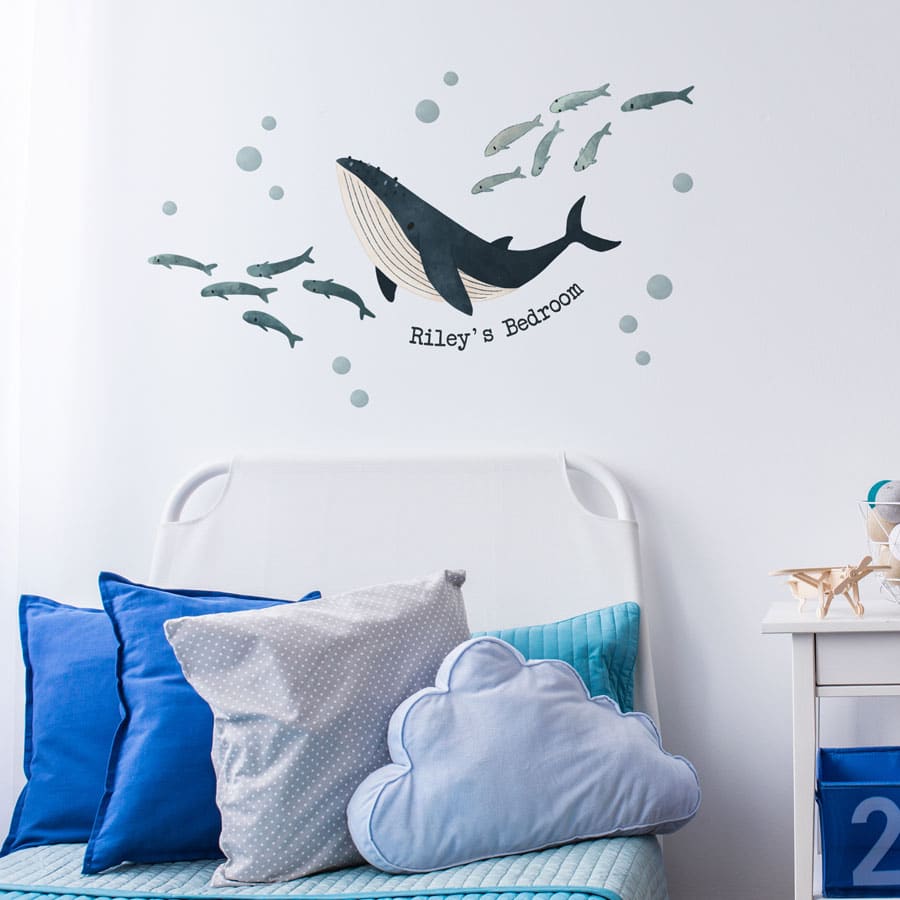 Personalised Ocean Friends Wall Sticker (Regular size) in a child's bedroom