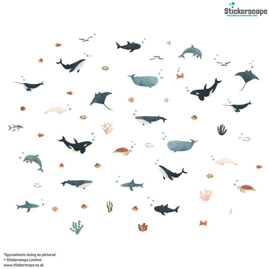 Ocean Friends Wall Stickers on a white background