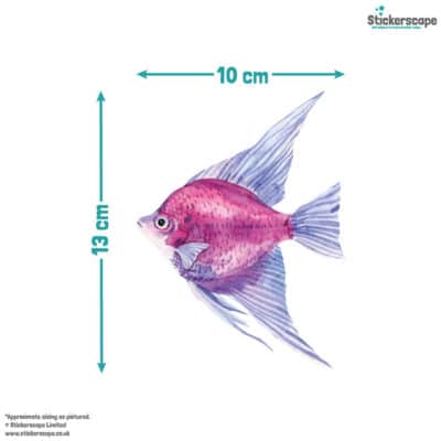 Bright Watercolour Fish Wall Stickers size guide