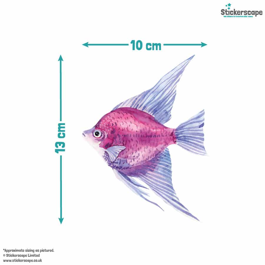 Bright Watercolour Fish Wall Stickers size guide