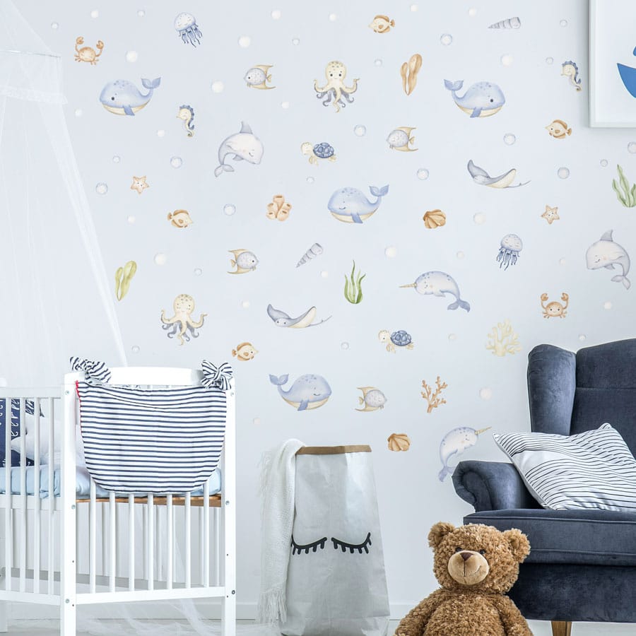 Underwater Pastel Wall Stickers in a nursery