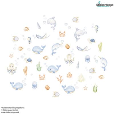 Underwater Pastel Wall Stickers on a white background