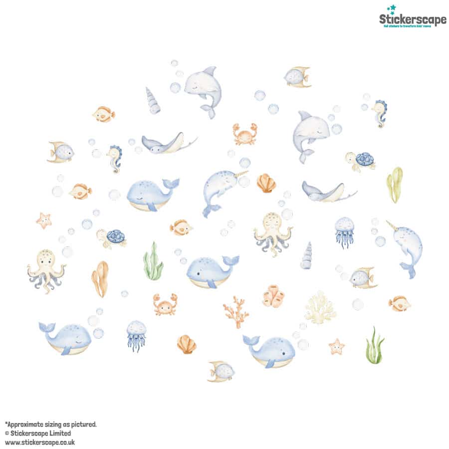 Underwater Pastel Wall Stickers on a white background