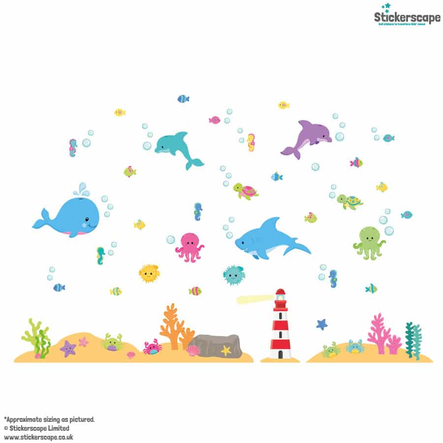 Colourful Underwater Wall Stickers on a white background