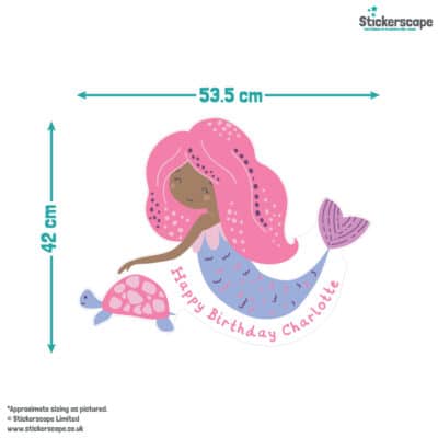 Mermaid Party Window Sticker size guide