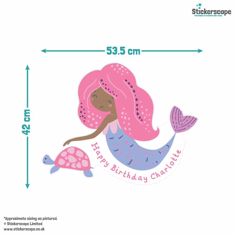 Mermaid Party Window Sticker size guide