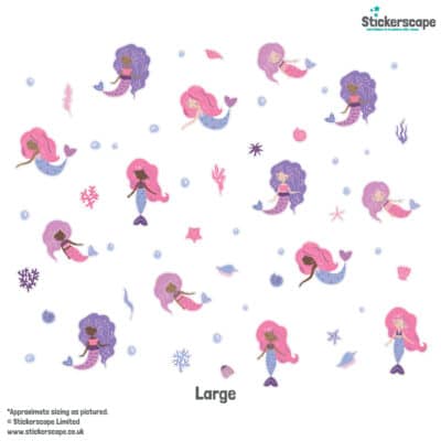 Mermaid Party Window Stickers large size on a white background