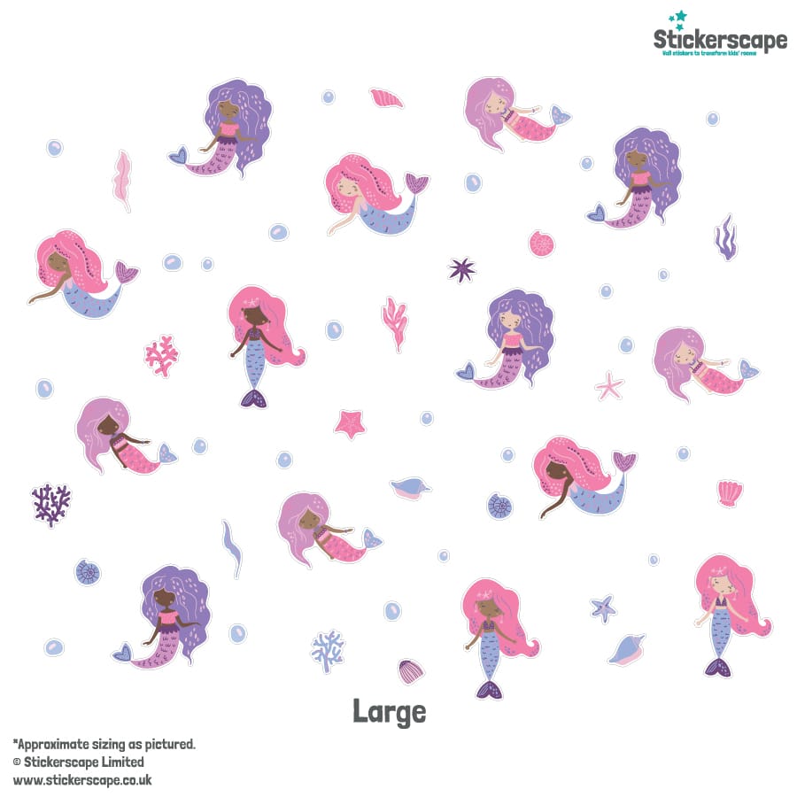 Mermaid Party Window Stickers large size on a white background