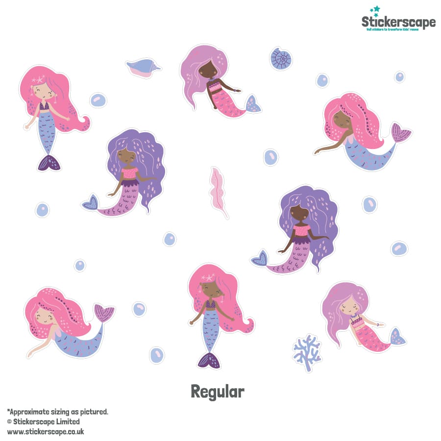 Mermaid Party Window Stickers regular size on a white background