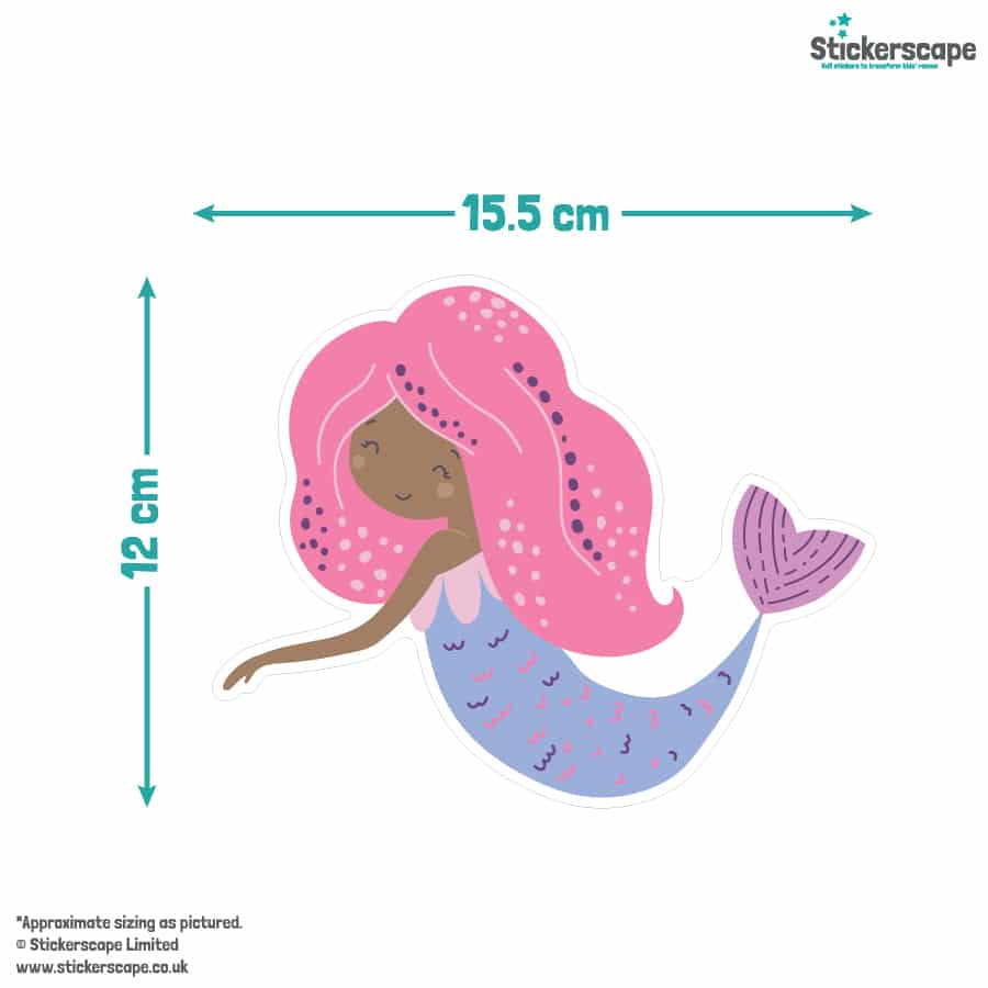 Mermaid Party Window Sticker size guide
