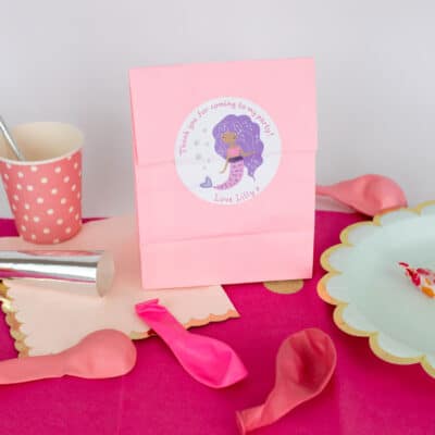 Mermaid Party Bag Labels on a bag