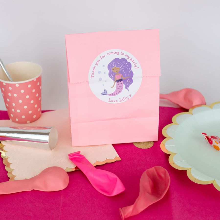 Mermaid Party Bag Labels on a bag