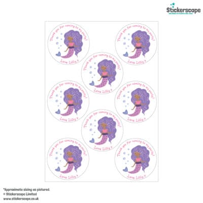 Mermaid Party Bag Labels sheet layout