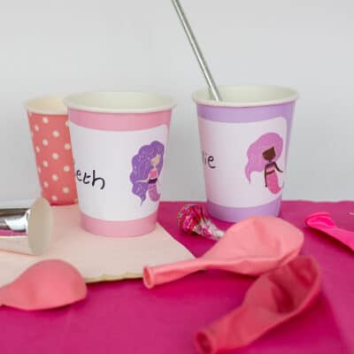 Mermaid Party Bag Labels on cups