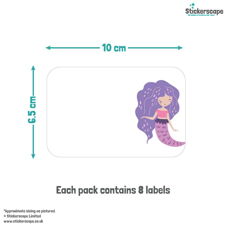 Mermaid Party Bag Labels size guide