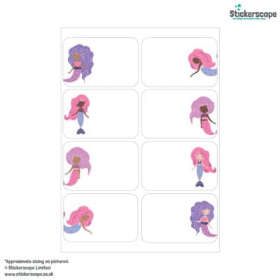 Mermaid Party Bag Labels sheet layout