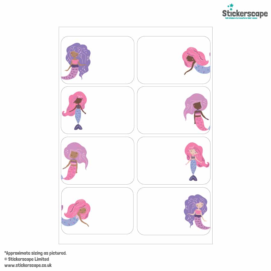 Mermaid Party Bag Labels sheet layout