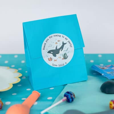 Underwater Party Labels on a bag