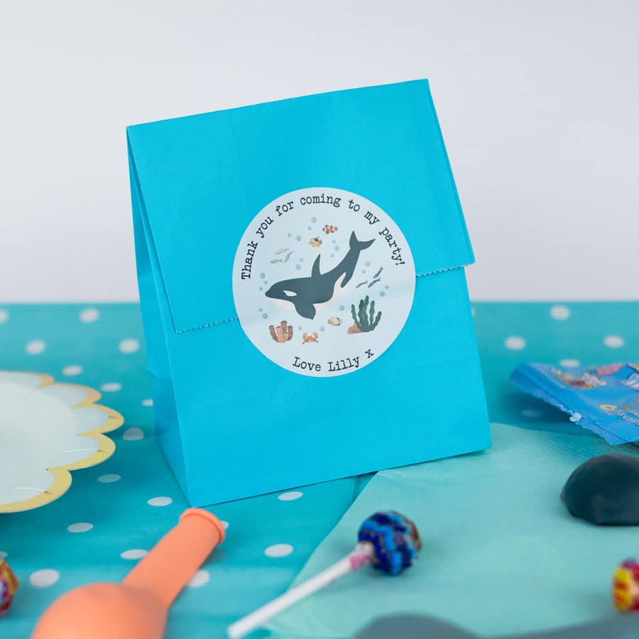 Underwater Party Labels on a bag