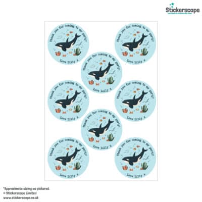 Underwater Party Labels sheet layout